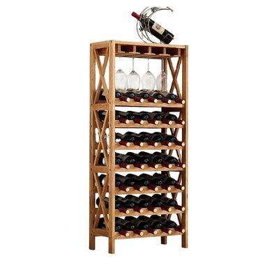 Подгонянное двухстороннее вино кладет выставочную витрину на полку шкафа вина деревянную деревянную для законсервированного алкогольного напитка