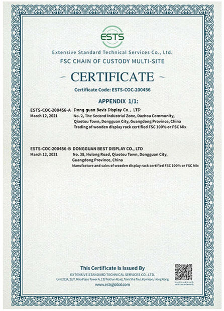 Китай Dongguan Bevis Display Co., Ltd Сертификаты