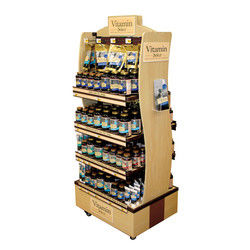 Полка дисплея Floorstanding изготовленной на заказ выставочной витрины продуктов витамина деревянная для аптеки