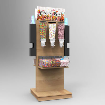 Свободная стоящая деревянная выставочная витрина распределителя конфеты для магазина закуски