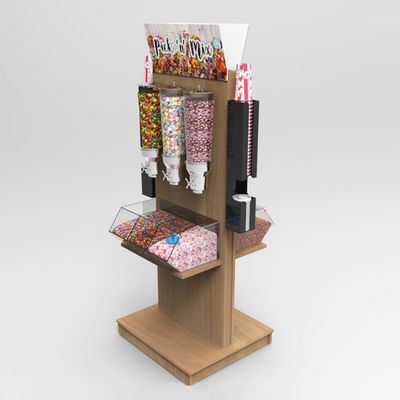 Свободная стоящая деревянная выставочная витрина распределителя конфеты для магазина закуски