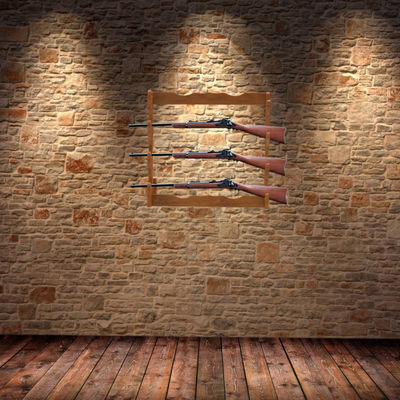 Установленный стеной стеллаж для выставки товаров оружия сосновой древесины дисплея Pos попа деревянный